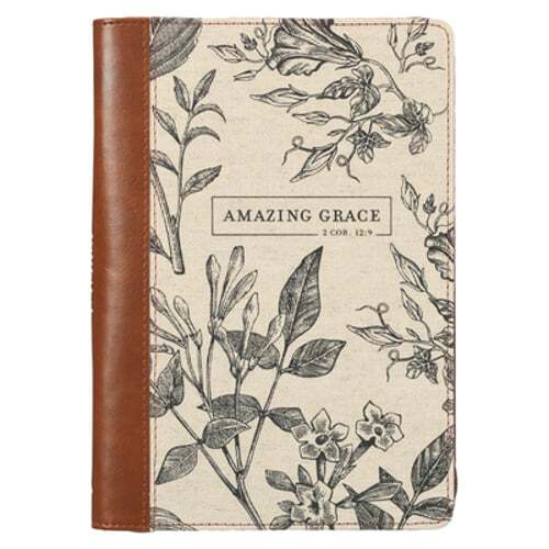 Christian Art Gifts Scripture Journal Brown/Cream Floral Printed Amazing Grace 2