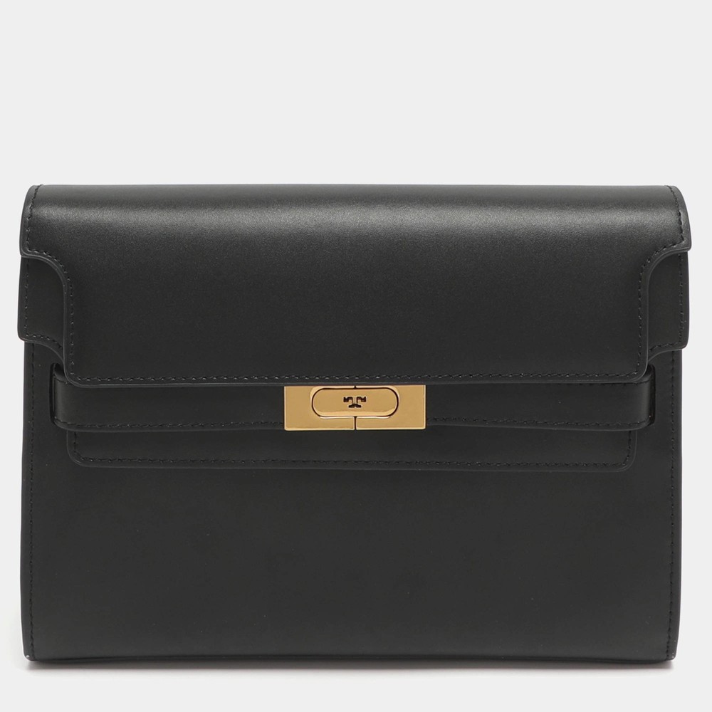 Tory Burch Lee Radziwill Black Leather Shoulder Bag