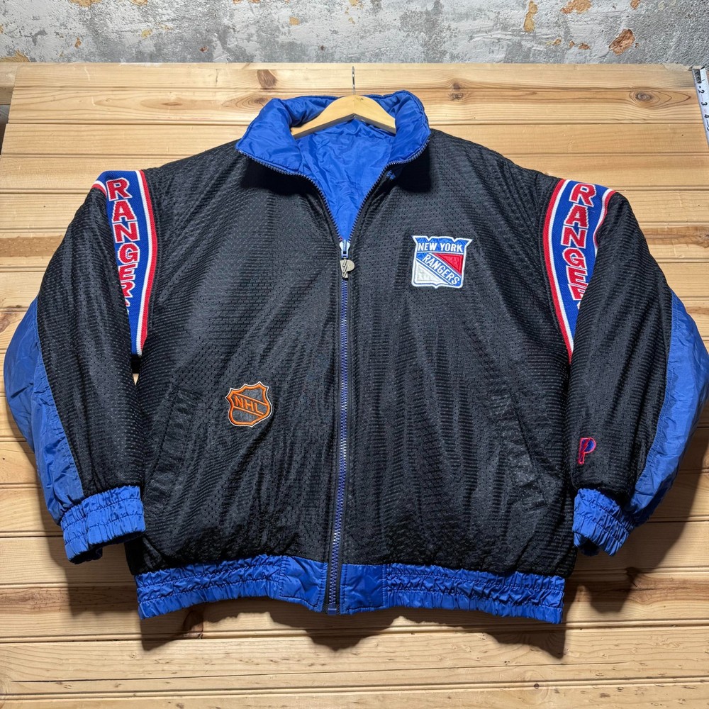 Vintage 90s New York Rangers NHL Nylon Reversible Windbreaker Jacket Size XL