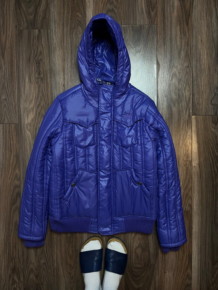 G-star Colorado Quilted Violet Hooded Bomber Jacket Size S