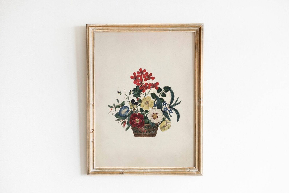 Vintage Botanical Wall Art Oil Painting Floral Painting Art Cottage Core Decor