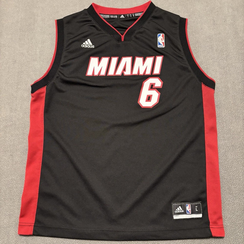 2013 Adidas Miami Heat LeBron James #6 NBA Basketball Jersey Boys L Red & Black