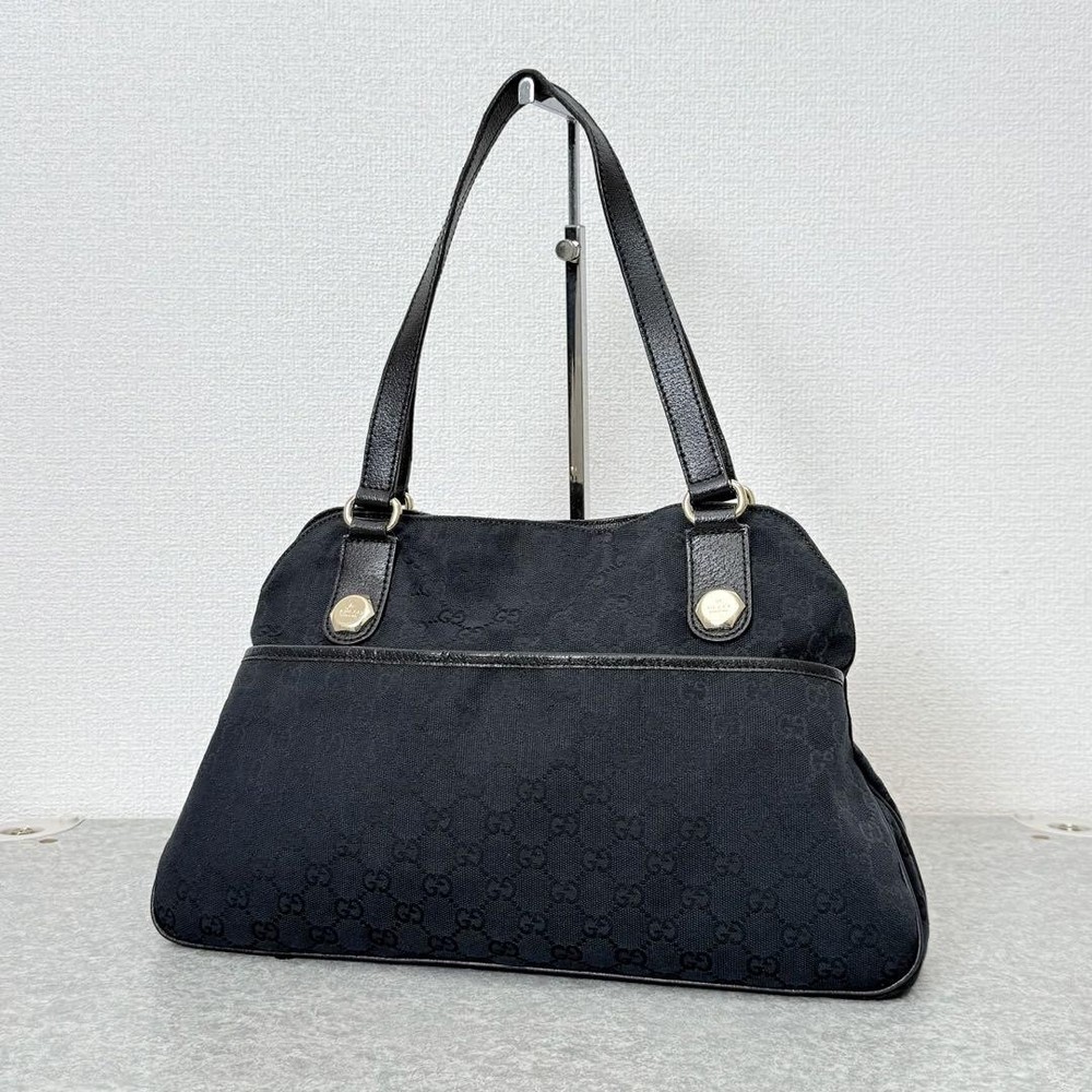Gucci GG Canvas Black Tote Shoulder Bag New Luxury Designer Handbag