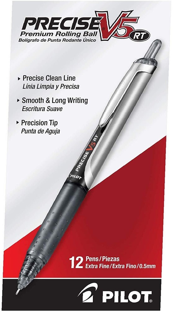 Pilot, Precise V5 RT Refillable & Retractable Rolling Ball Pens, Extra Fine P...