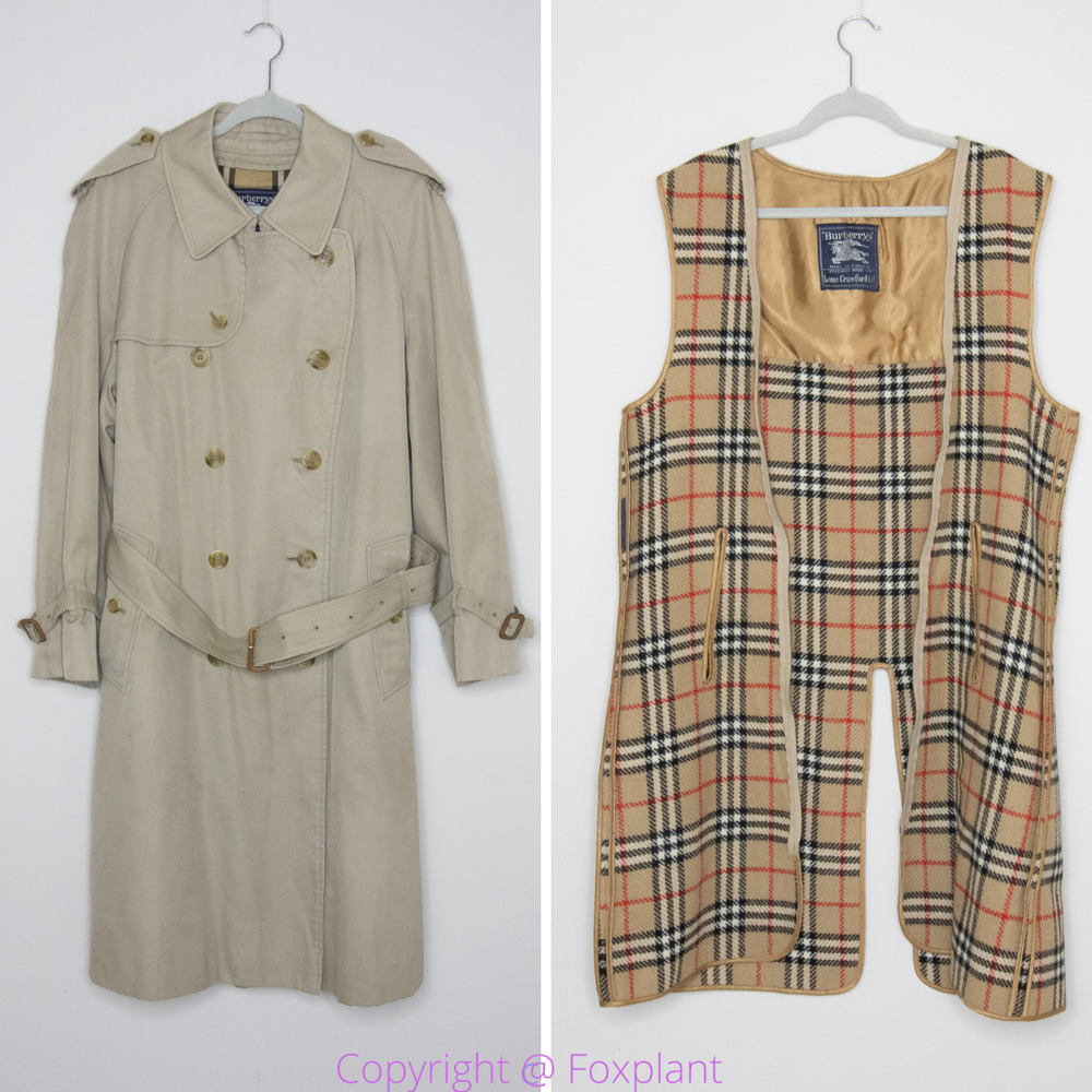 Vintage Burberry trench coat with wool lining warmer, men's size 52 Short