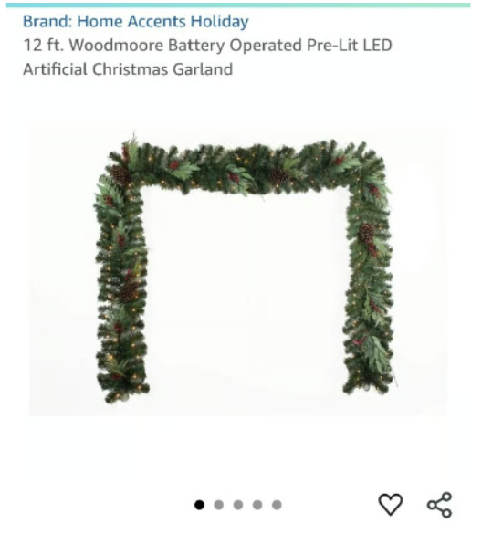 12ft. Pre-Lit LED Woodmoore Artificial Christmas Garland