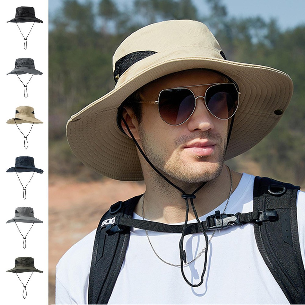 UPF 50+ Wide Brim Bucket Hat for Hiking Camping Fishing Sun Protection
