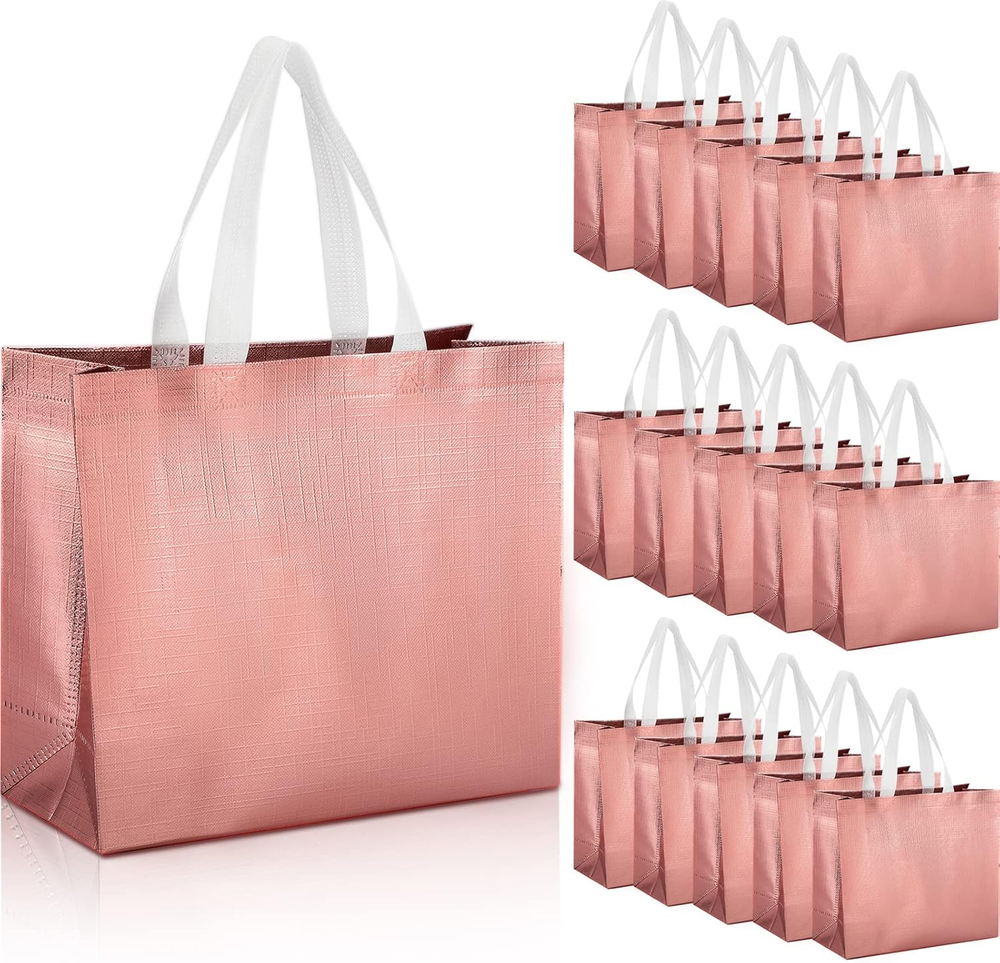 72 Pack Reusable Gift Bags with Handles Glossy Reusable Grocery Bags Tote Bags f