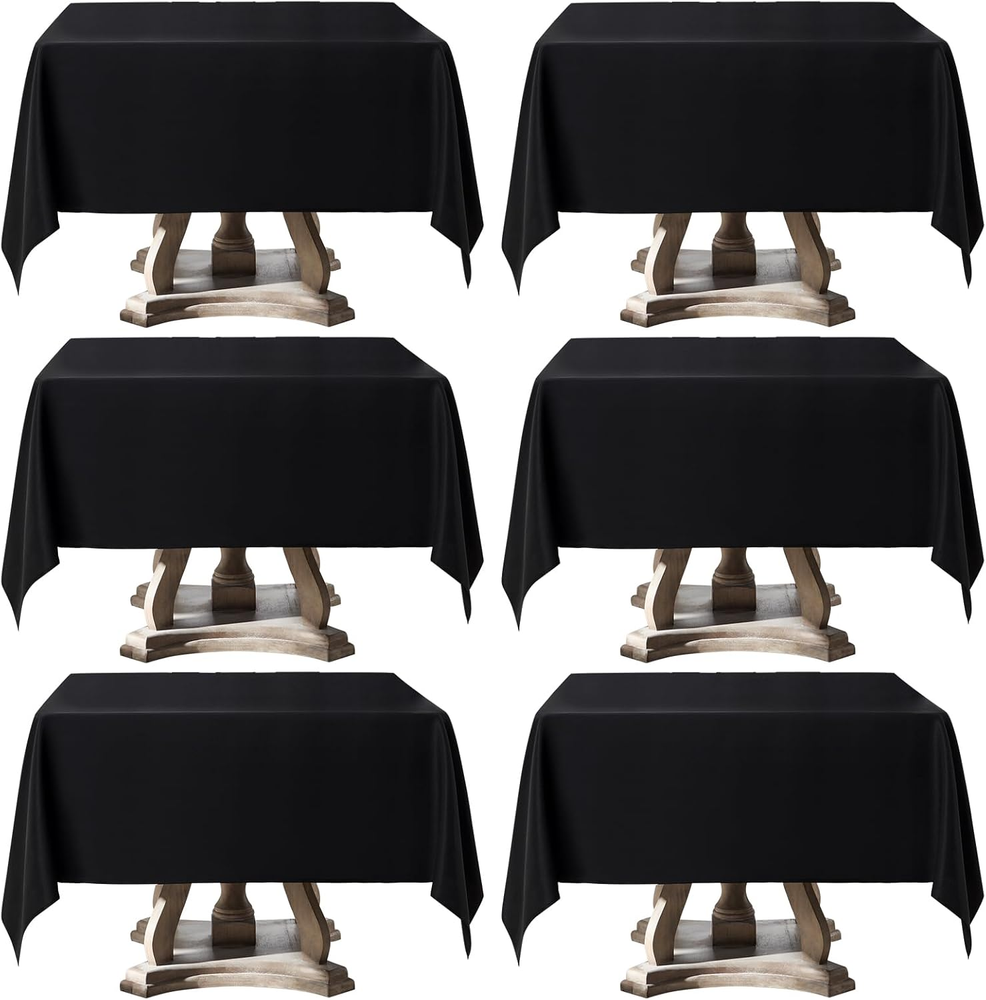 Square Tablecloth 52 X 52 Inch Black 6 Pack Tablecloths Stain-Wrinkle Resistant