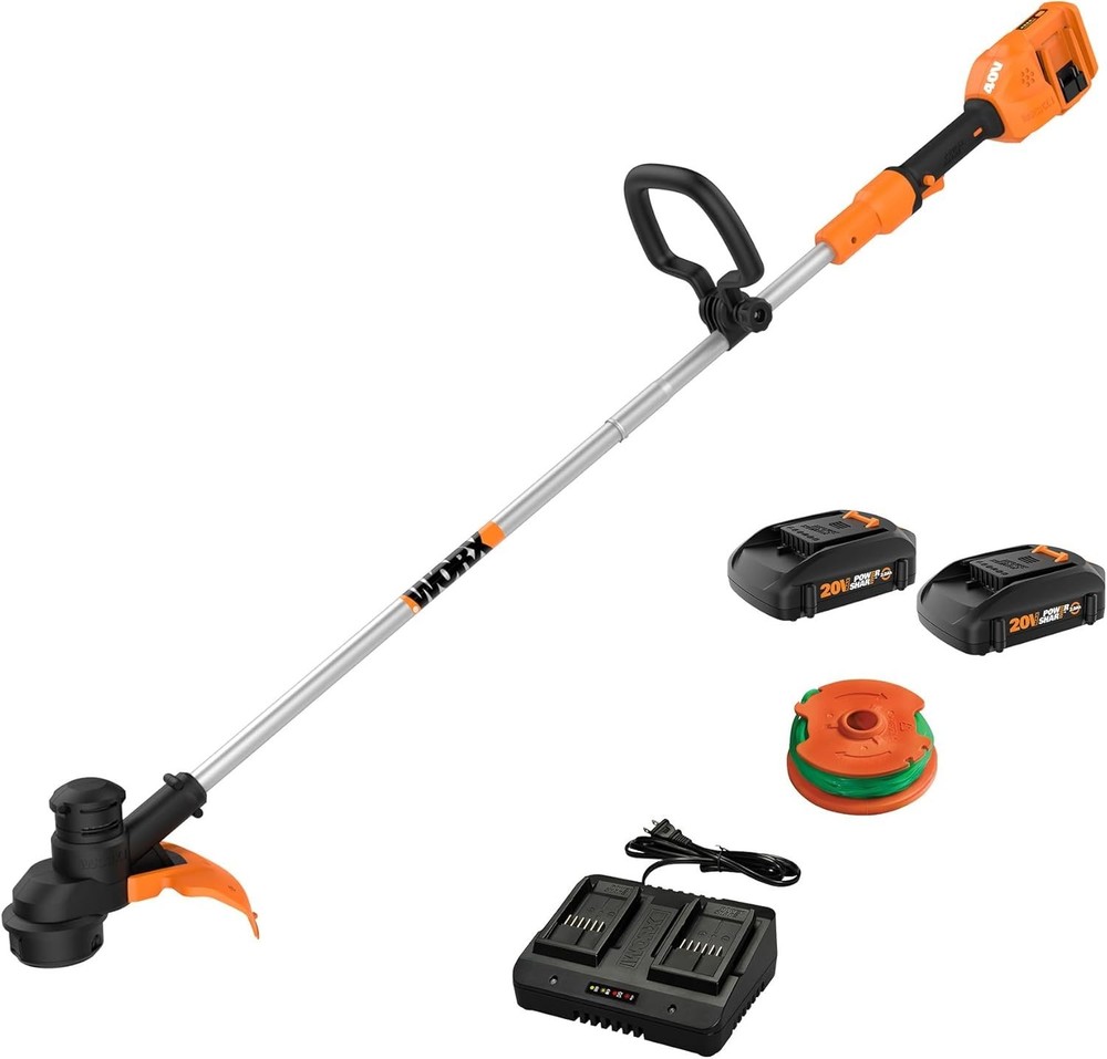 Worx WG183 40V 13-Inch Cordless String Trimmer with Battery & Charger