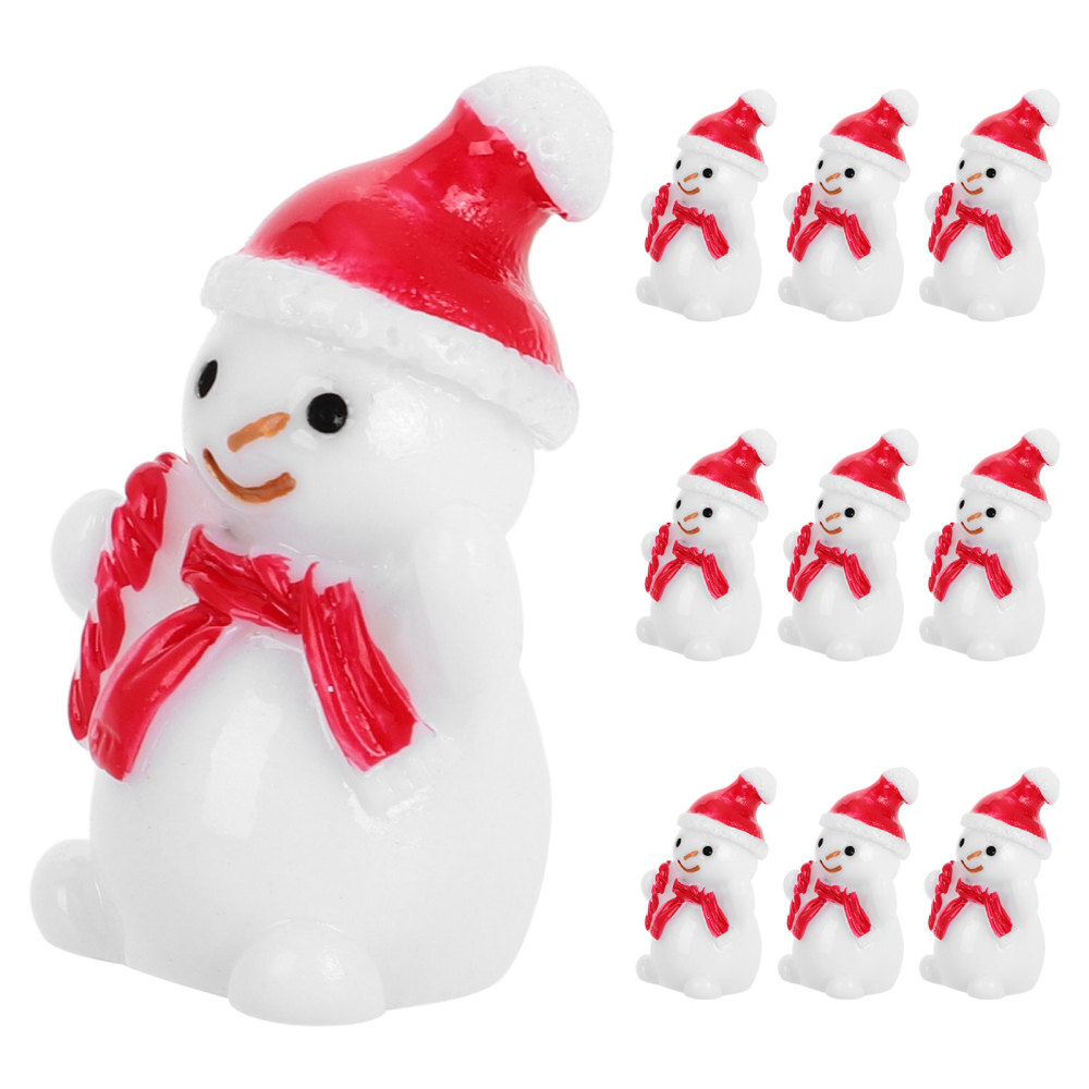 10 Pcs Miniature Landscape Snowman Christmas Decor Toys Child