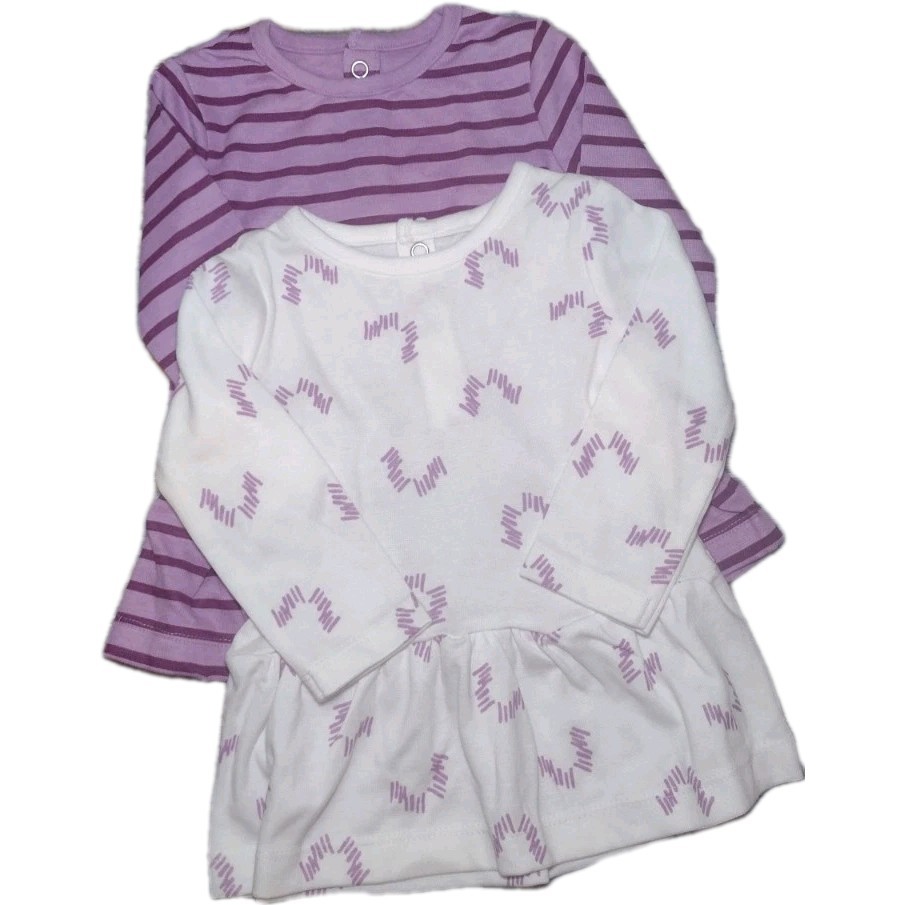 Hanes Infant Girls Long sleeve Shirts Size 6-12 Months LOT OF 2 New Without Tags