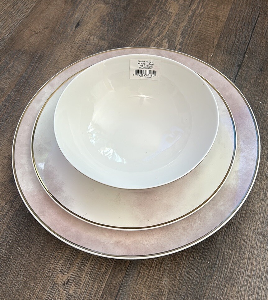 Lenox Trianna 3-piece Salaria Pink Bowl & Plate Set H1408