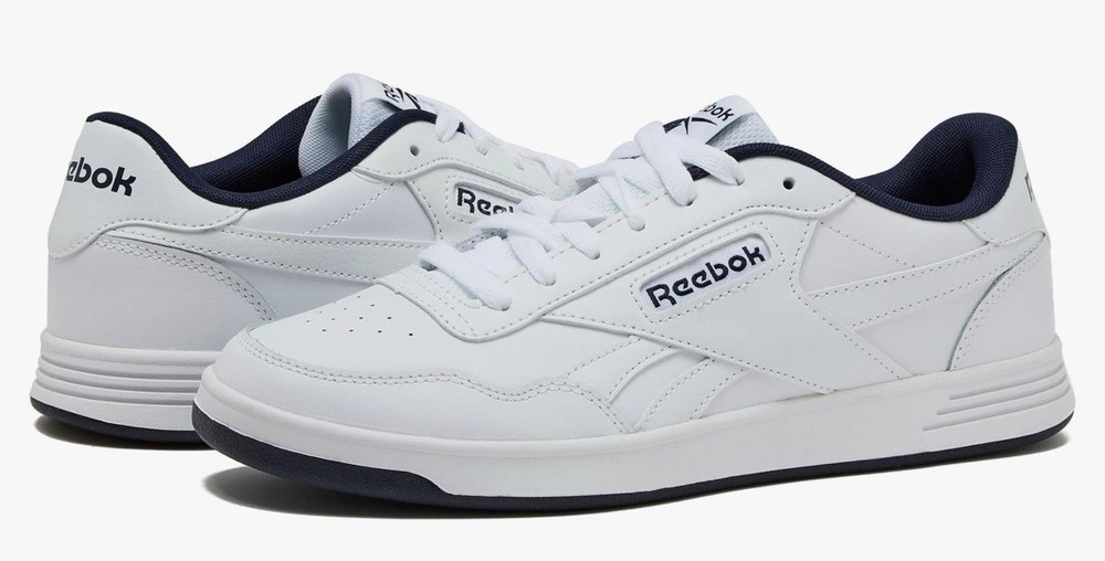 Reebok Court Advance Leather Sneakers White Navy Mens Size 12.5 New in Box