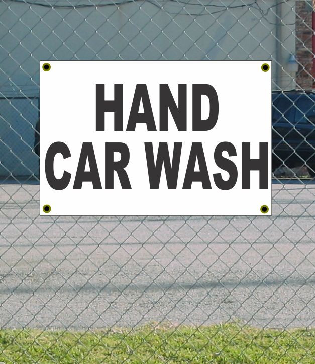 2x3 Hand Car Wash Black & White Banner Sign Discount Price Free Shipping