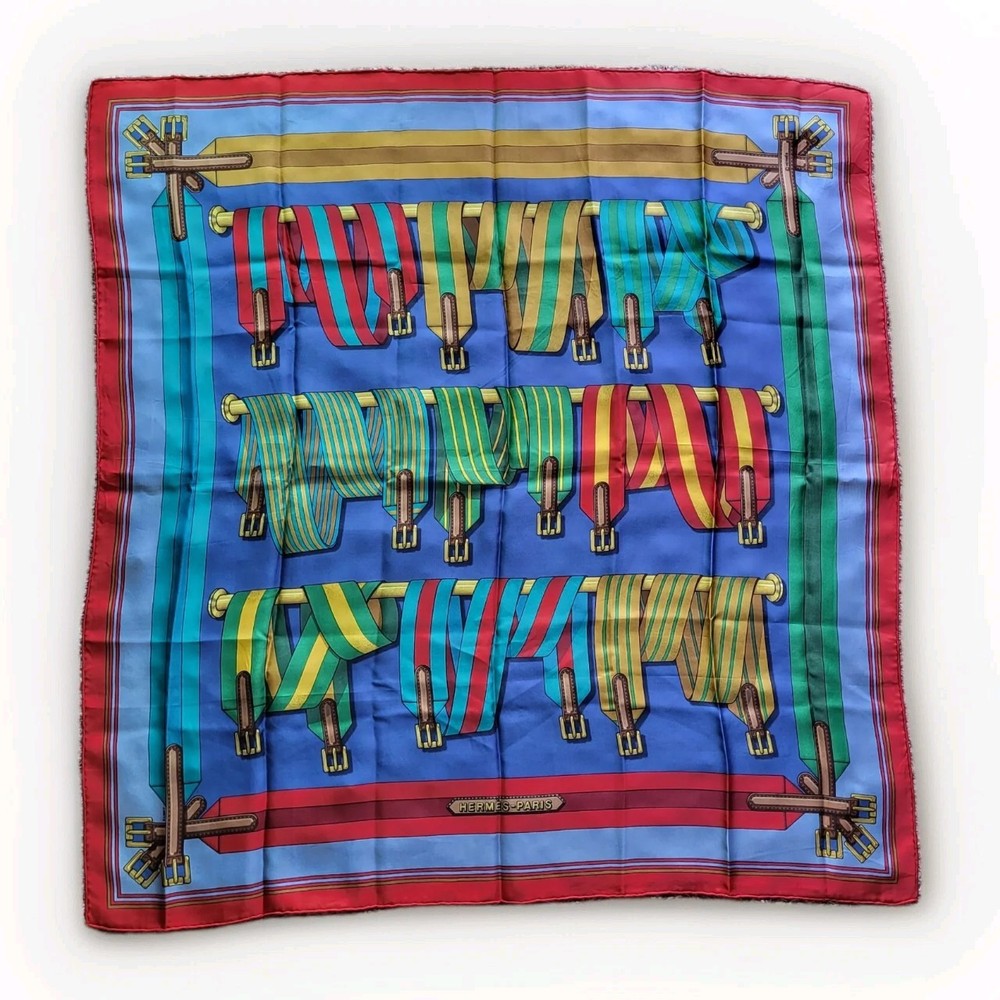 HERMES Carre J.METZ 100% Silk Scarf 35x34 Inches Multi-Color