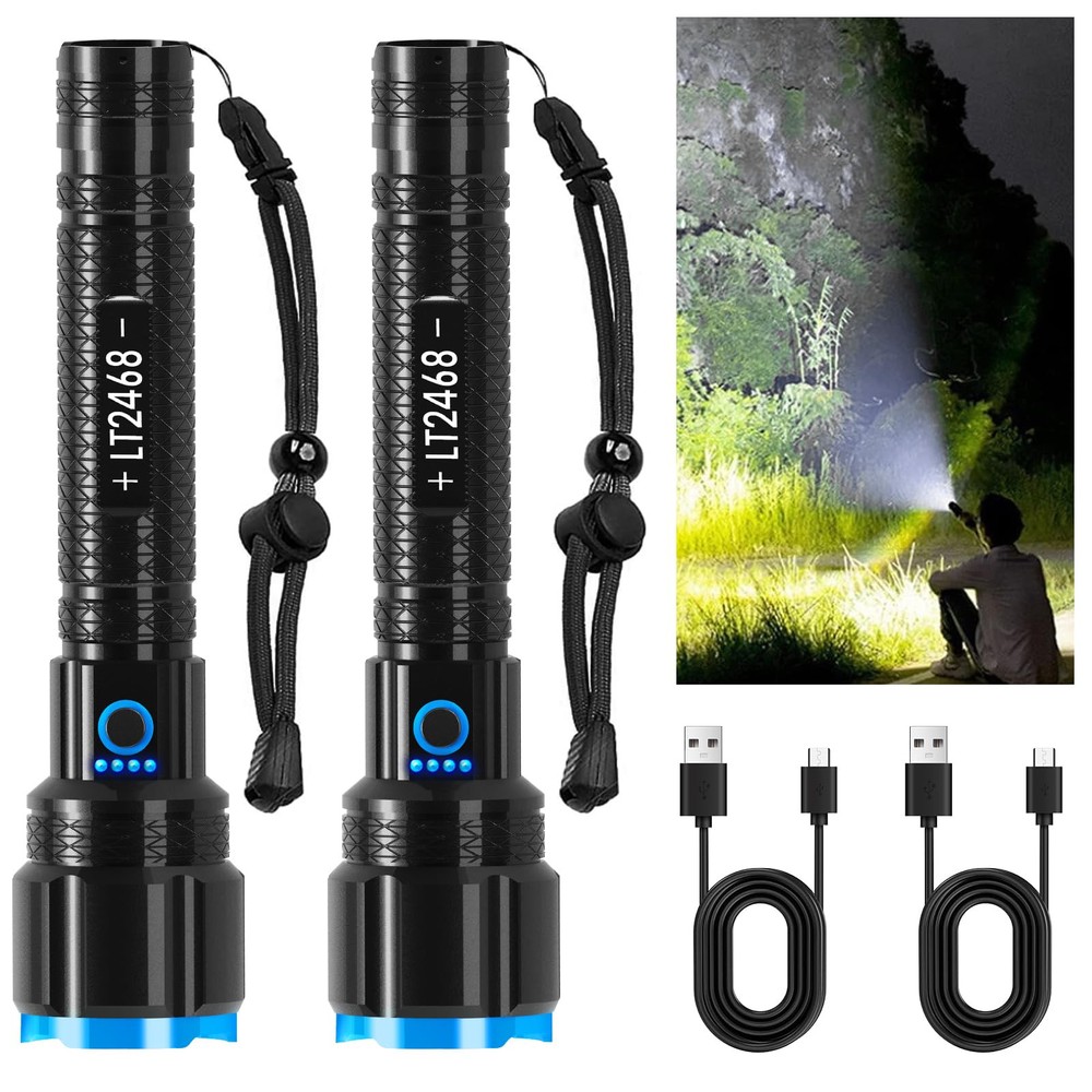 Linternas LED Recargables Alto Lumen, 220.000 Lúmenes Linterna Súper Brillante...