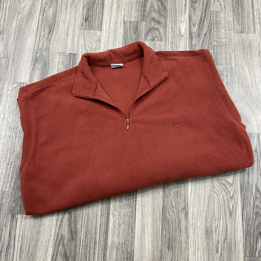Columbia Men's Rust Fleece 1/4 Zip Pullover Jacket - Size Large