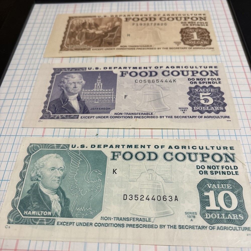 Framed Vintage USDA Food Stamps Collection from 1970s 1980s-image