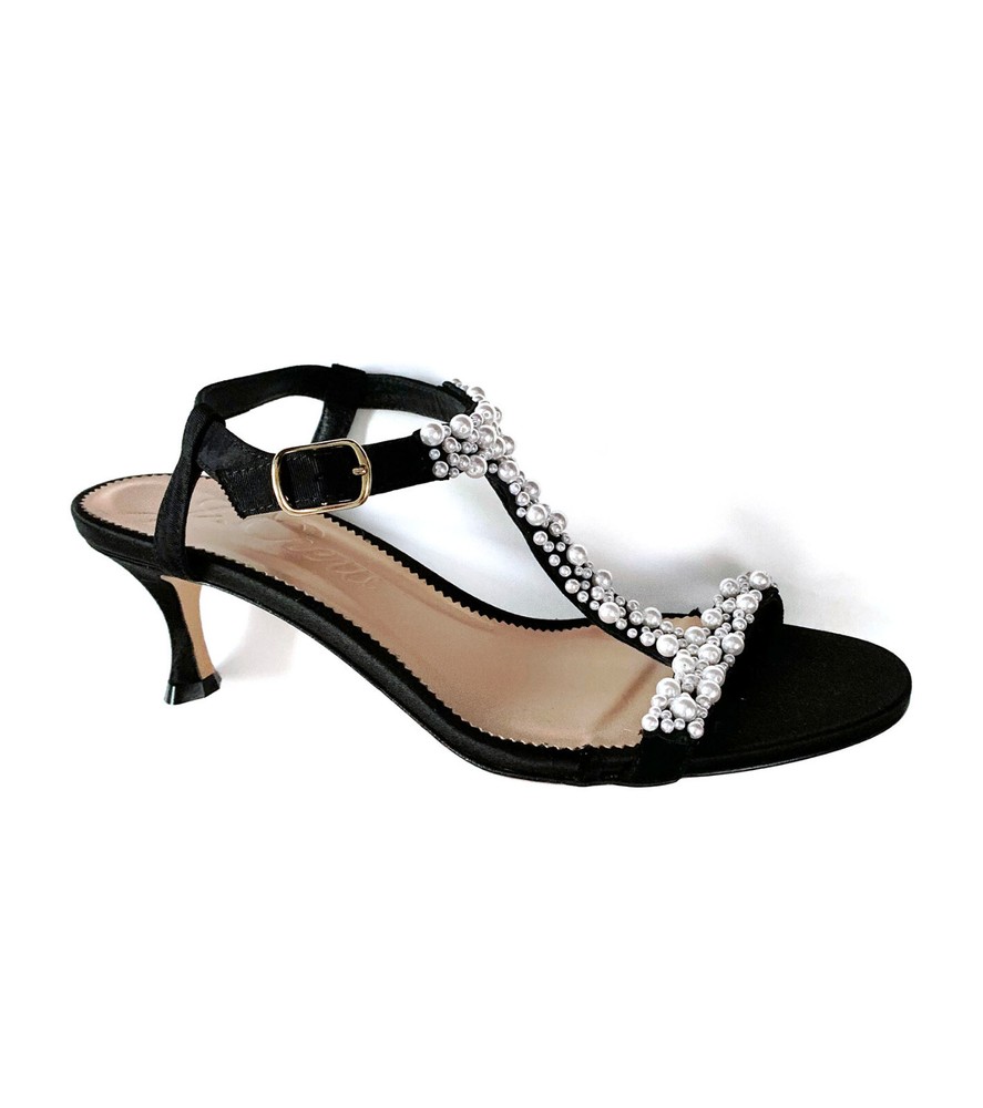 J.Crew Women's Black Pearl T-strap Heels Size: 7