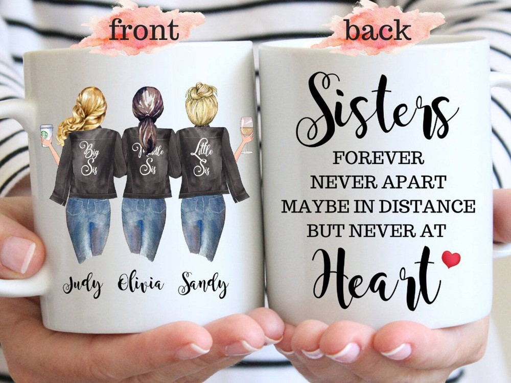 Best Custom Sister Gift Mug for Long Distance Sisters Moving Away  