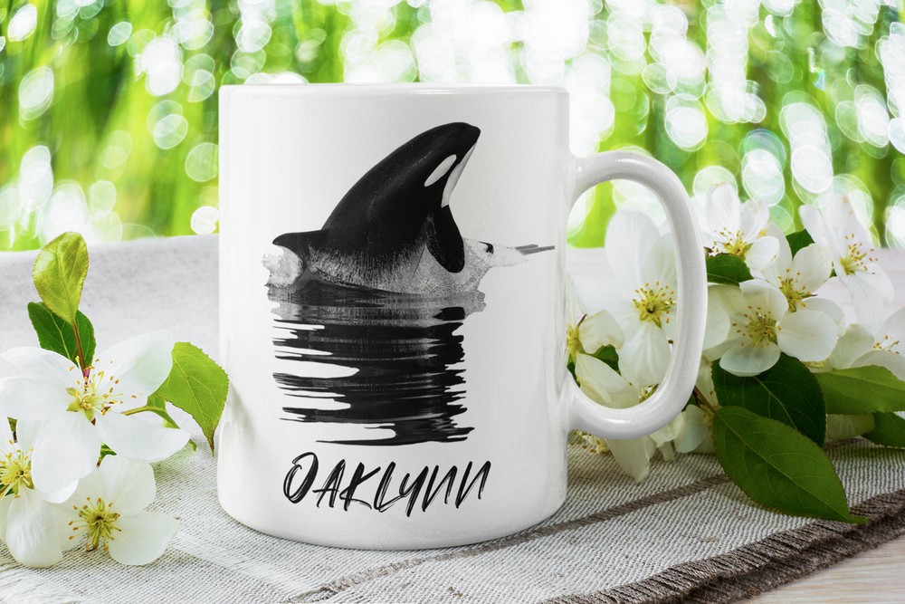 Orca Coffee Mug Custom Name Mug Killer Whale Art Personalized Whale Gift Orca