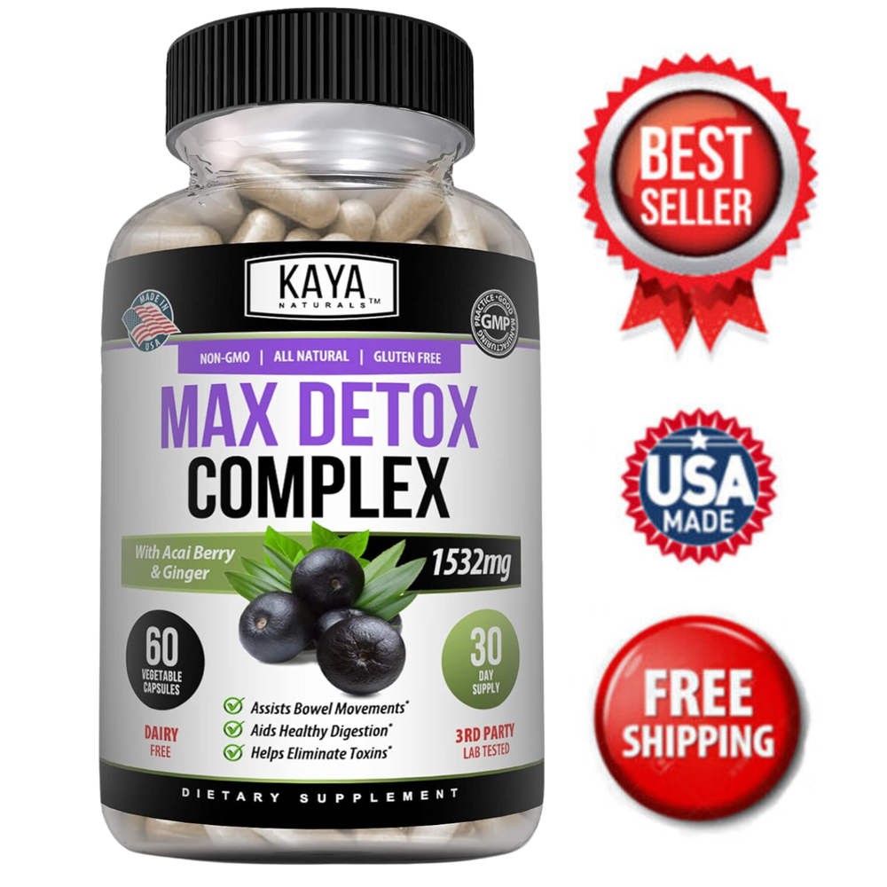 Max Detox 60ct Colon Liver Gut Cleanse Toxins Energy Boost Weight Loss Capsules