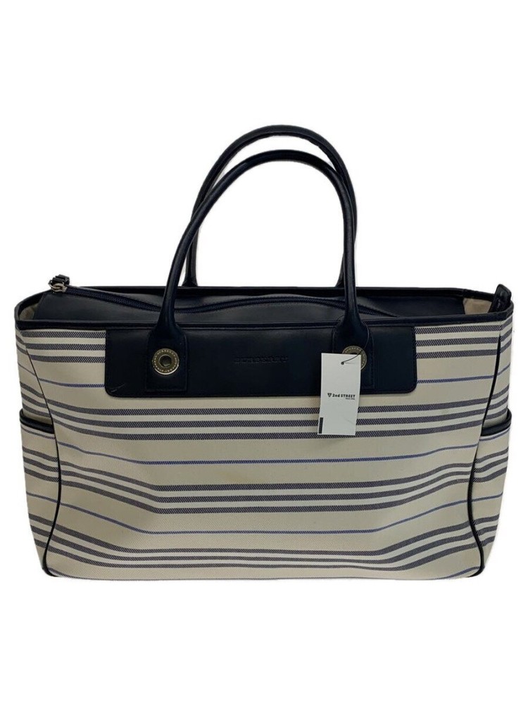 BURBERRY ◆tote bag/canvas/CRM/striped