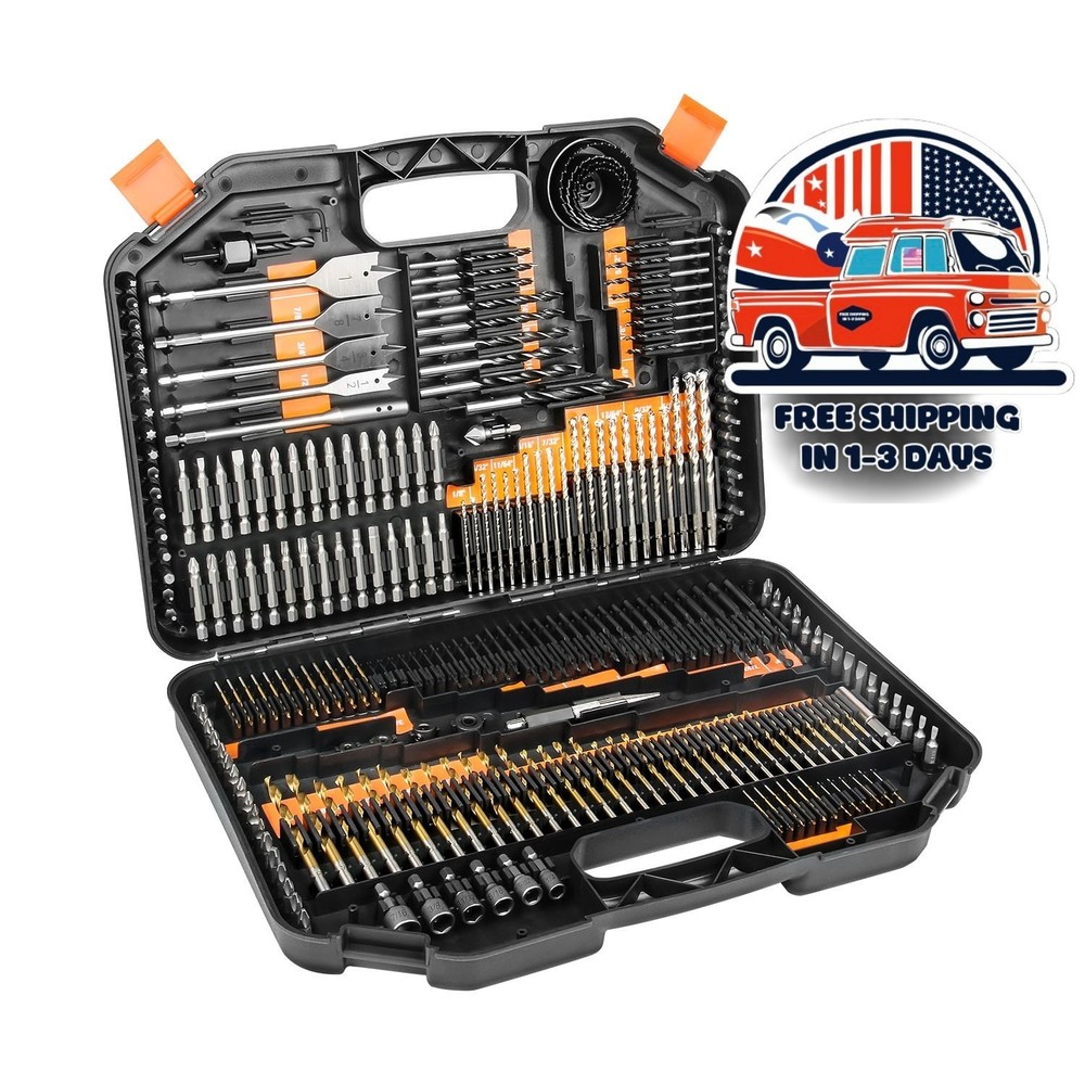 Juego completo de brocas y destornillador surtidos en estuche de plástico. NUEVO