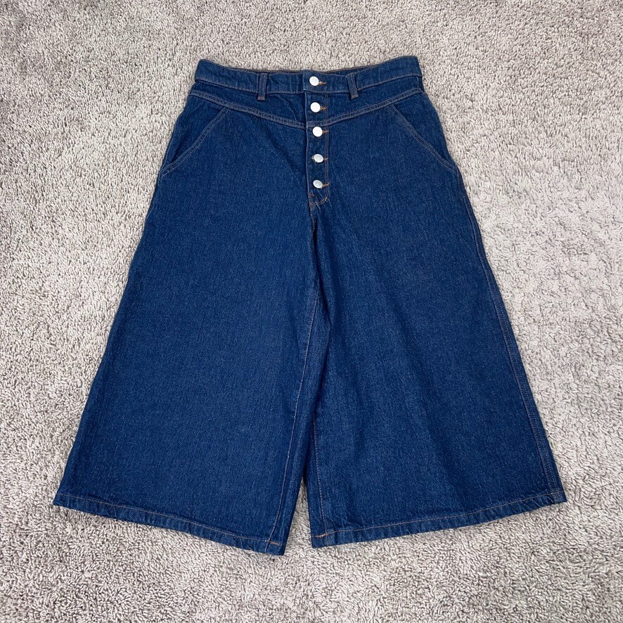 Banana Republic Womens Dark Wash Baggy Blue Culotte Jeans Size 8 Y2K