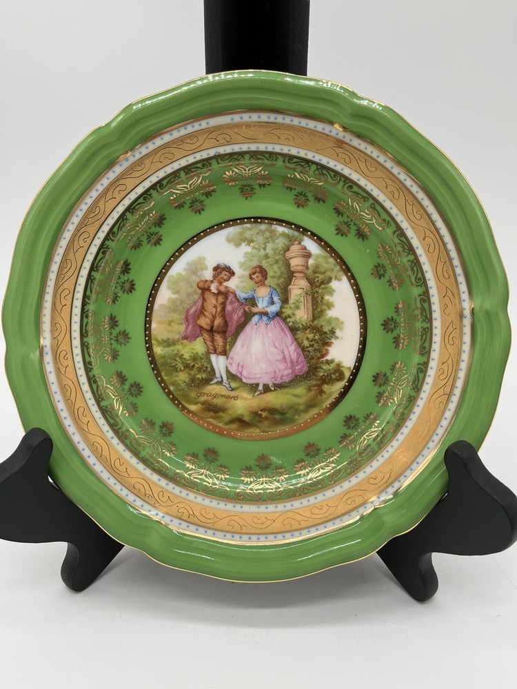 Vintage Fragonard Courting Plate Bavaria Germany MM Crown Backstamp 7.5” Mint