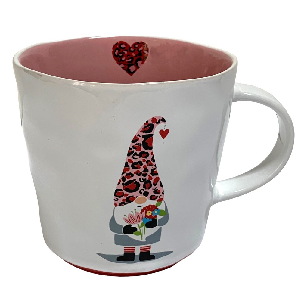 Prima Design Gnome Mug Valentine's Day Pink Red Leopard Print Hat Heart Flowers-image