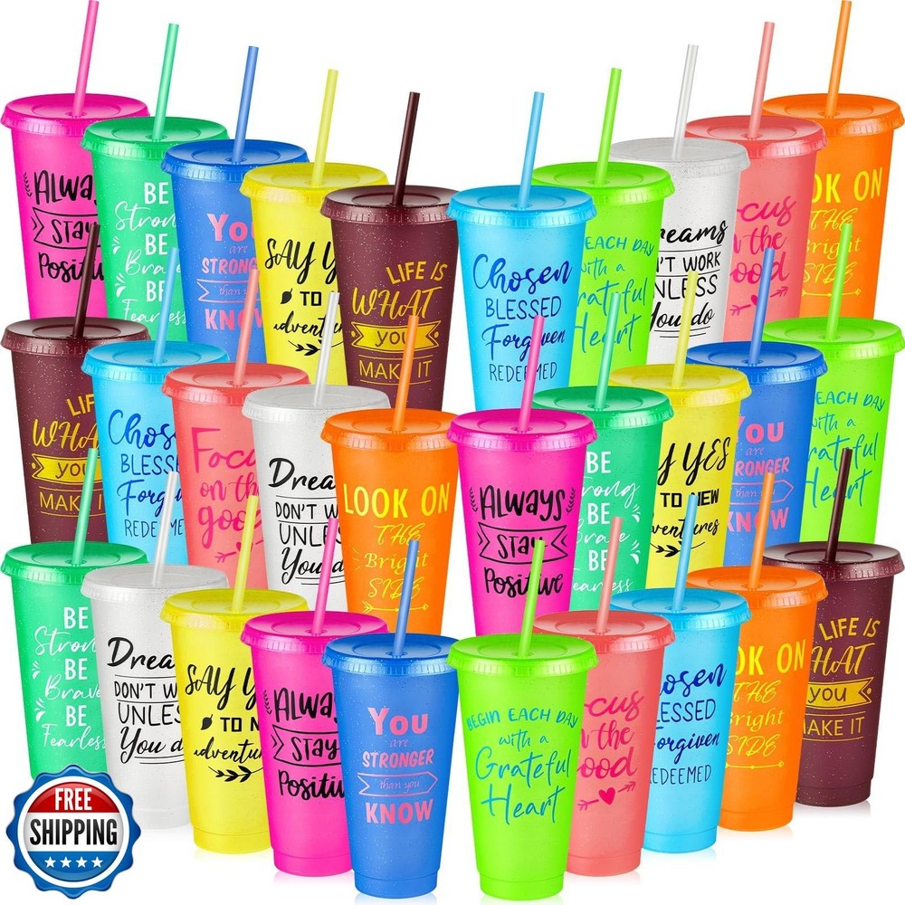Uiifan 30-Pack 24oz Motivational Teacher Appreciation Gifts Bulk Insulated Cups
