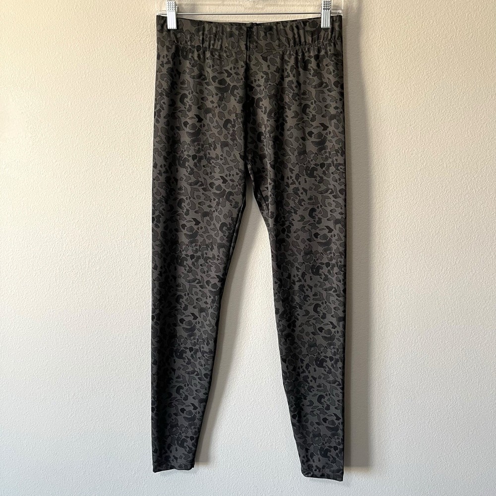 CAbi Tea Lounge Safari Leggings Charcoal Gray Animal Print Small Size