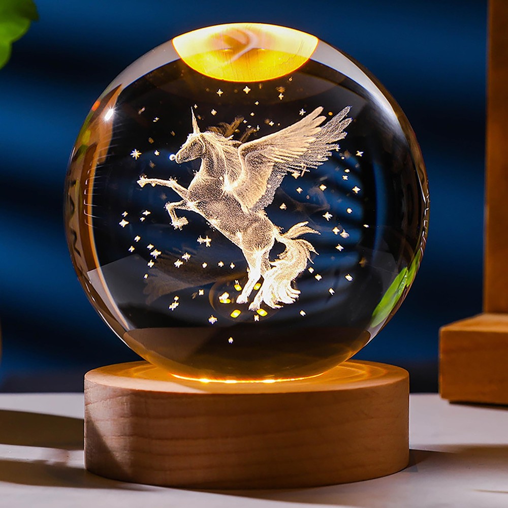 3D Unicorn Gifts for Women Crystals Ball Unicorn Figurines Decor Glass Animals