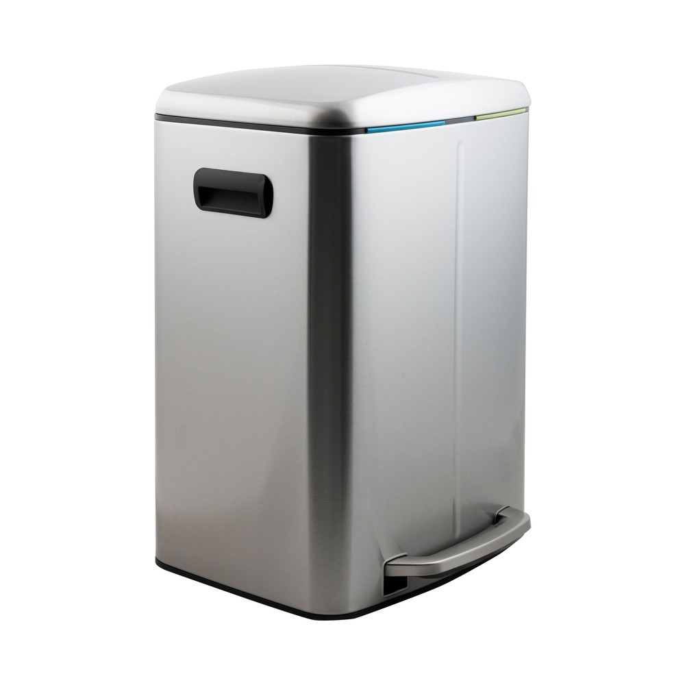 Organize It All 40 L Dual Compartment Recycling Bin Silver 17.5