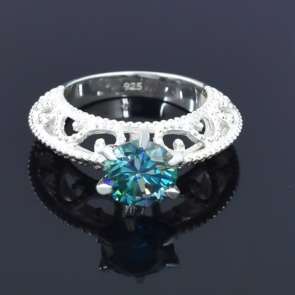 2.90 Ct Certified Round Cut Blue Diamond Solitaire Ring 925 Sterling Silver