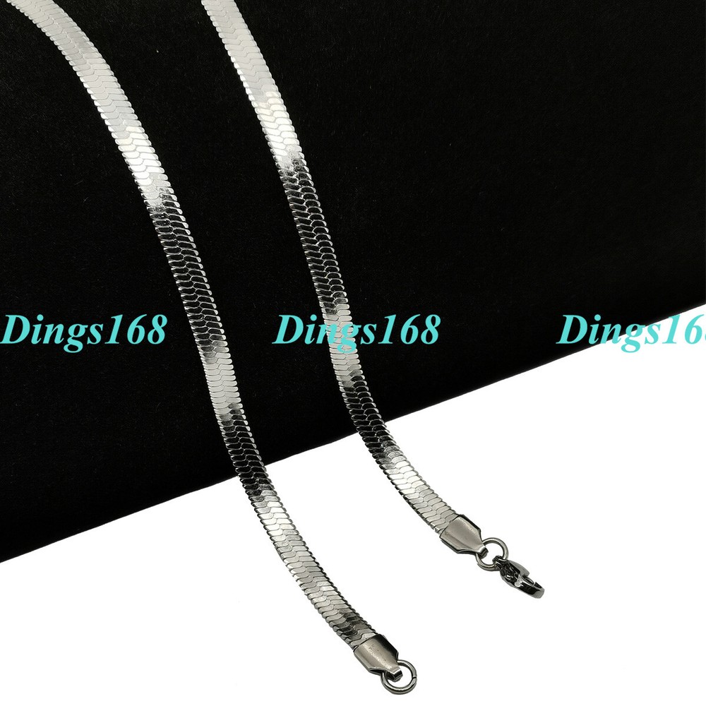 Unisex 18K White Gold Filled Hypoallergenic 22inch 5mm Flat Snake Chain Necklace