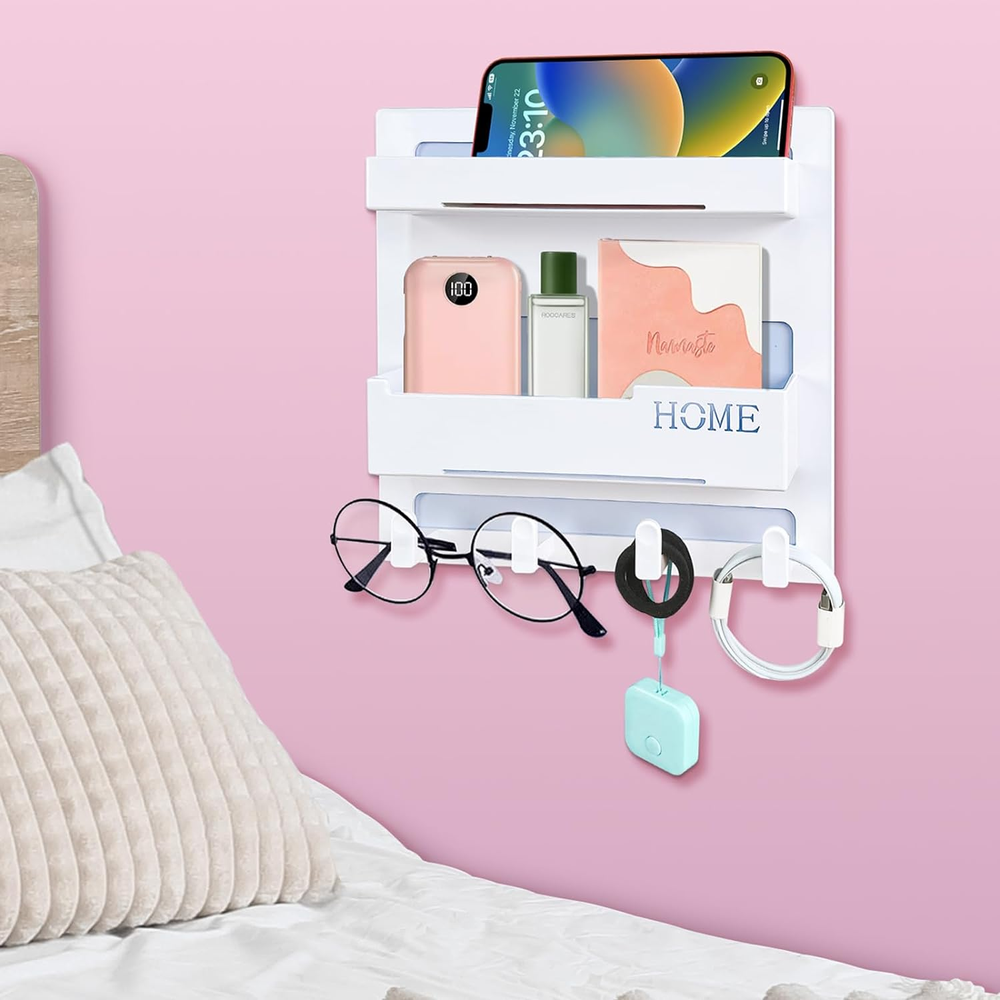 Floating Wall Mount Shelves for Bedside Storage and Organizer