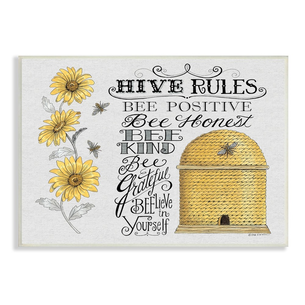 Stupell Hive Rules Motivational Phrases Bee Puns Vintage