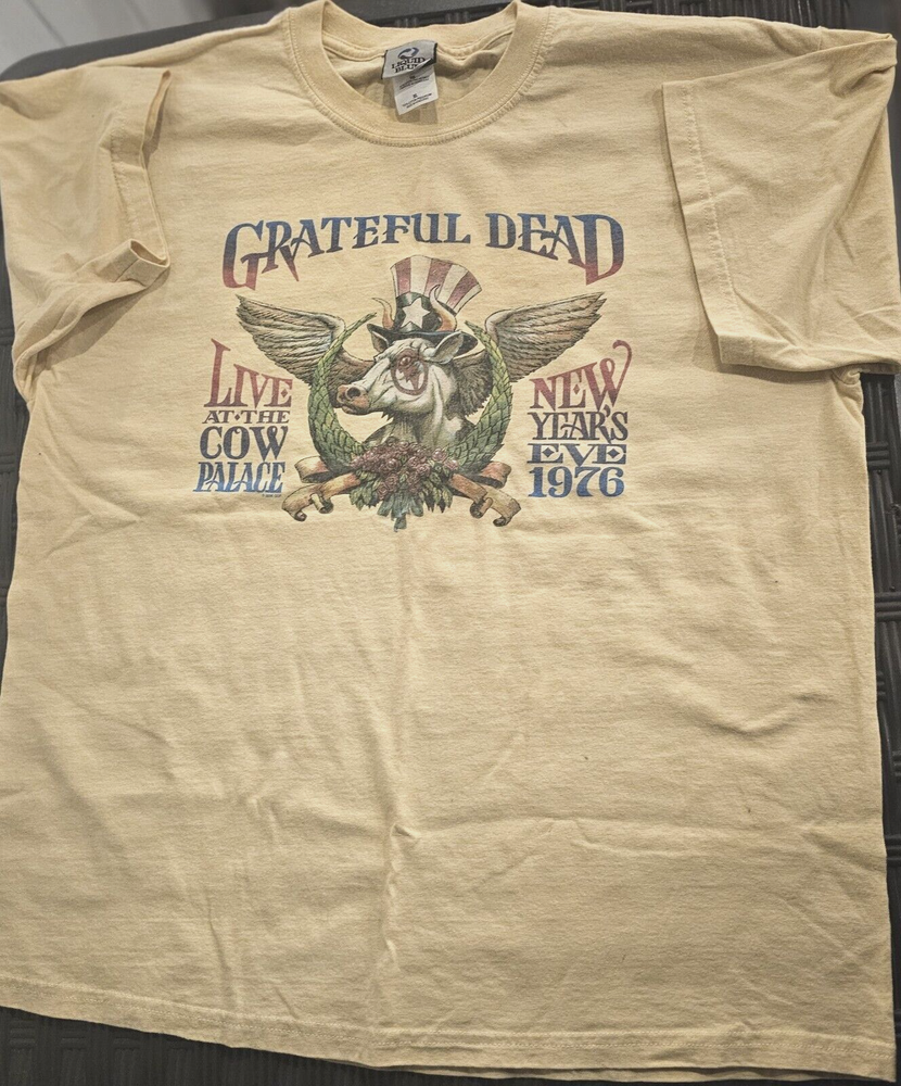 Grateful Dead Cow Palace 1976 NYE Mens XL Yellow Cream Vintage 2006 T-Shirt-image