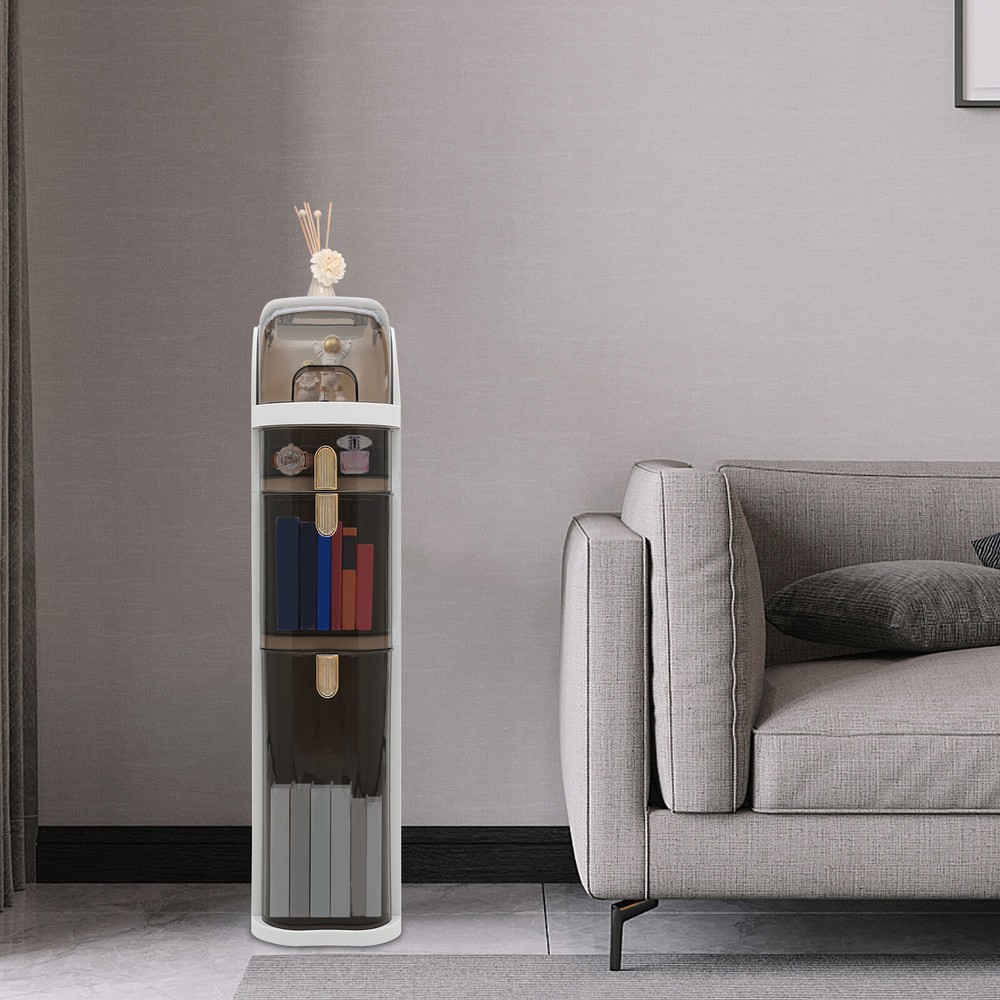 Slim 3-Tier Bathroom Storage Cabinet with Drawers - Space-Saving Floor Organizer