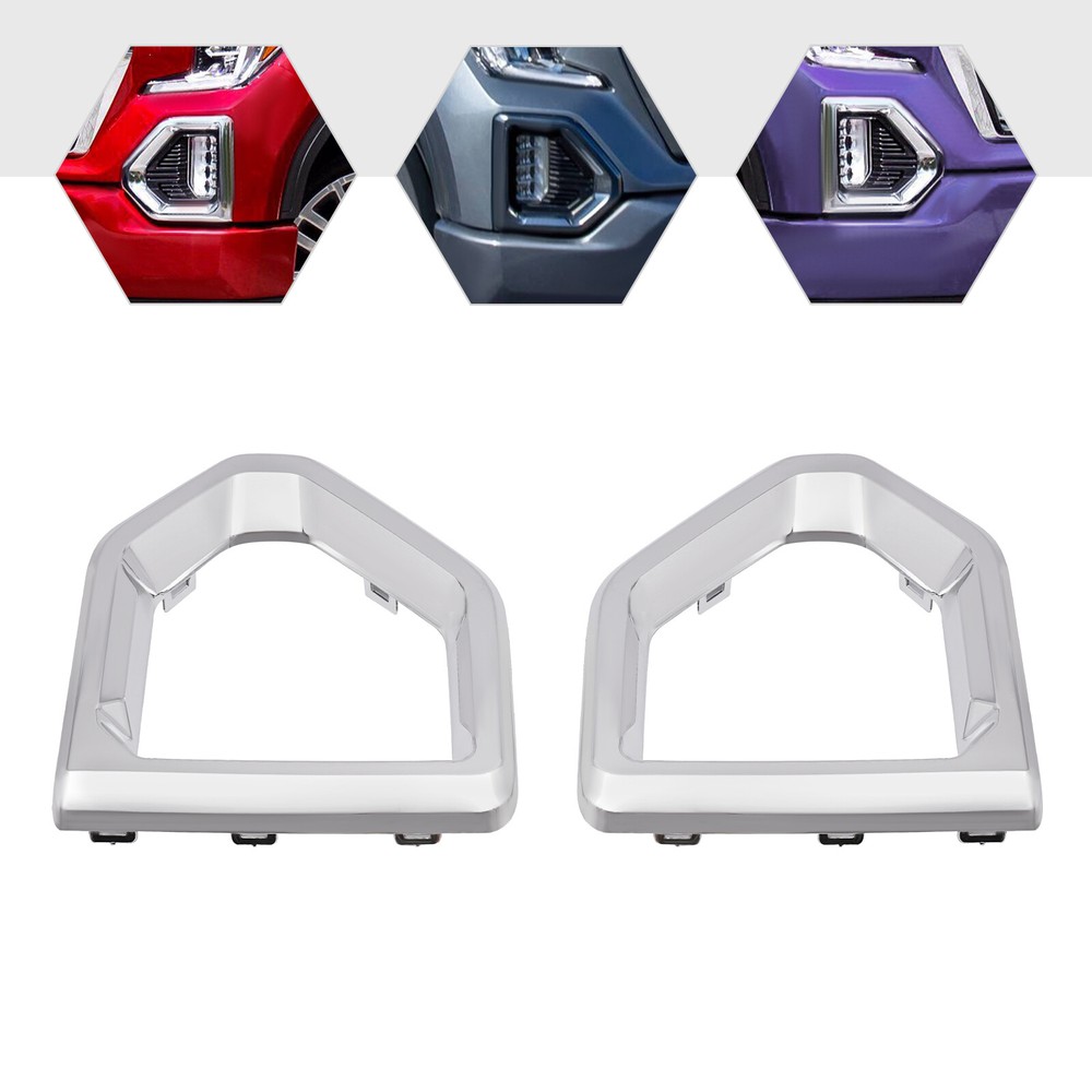 Pair Fog Lights Bezel Cover Chrome Set Fits For GMC Sierra 2019-2021 Denali SLT