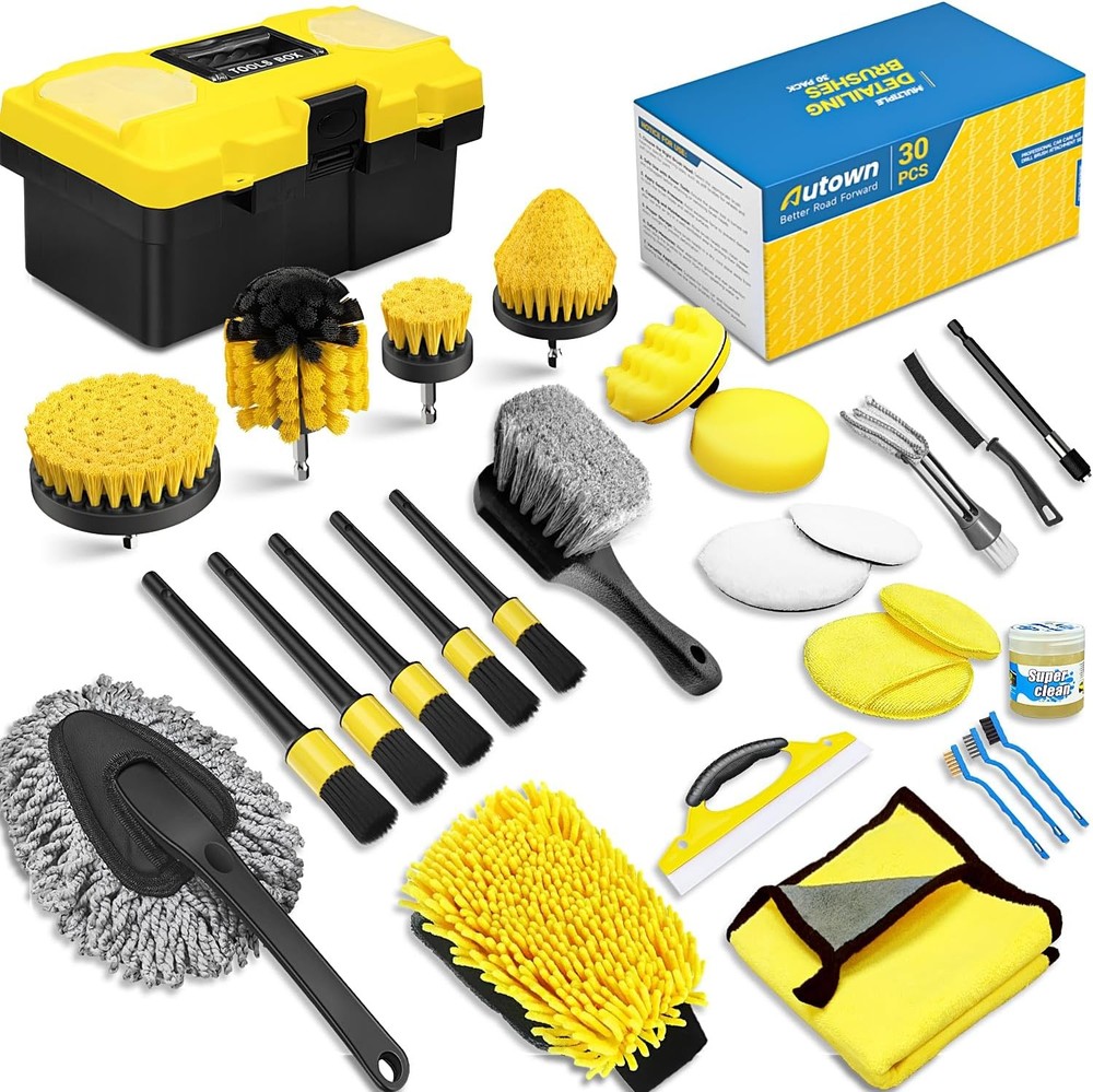 30PCS Car Detailing Kit with Drill Brush Attachments for Interior and Exterior Cleaning