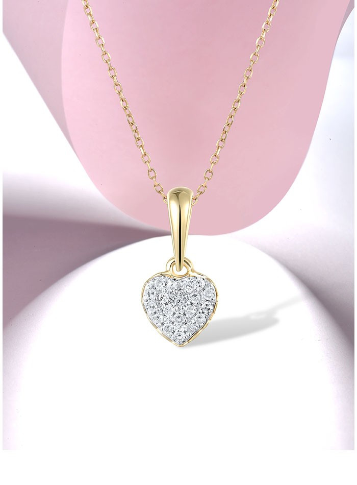 14k Yellow Gold Diamond Heart Pendant