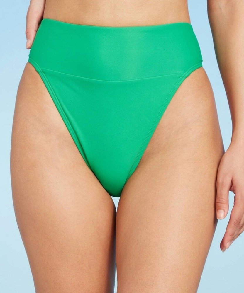 Women's High Waist Extra High Leg Cheeky Bikini Bottom Wild Fable Green XL