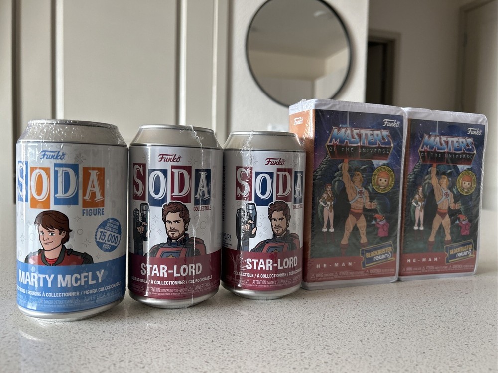 Funko Soda & Rewind Sealed Lot (Marty Mcfly, Star-Lord, He-Man Blockbuster!)