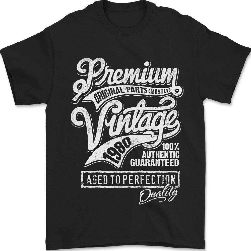 Aged to Perfection Vintage 45th Birthday 1980 Mens T-Shirt 100% Cotton
