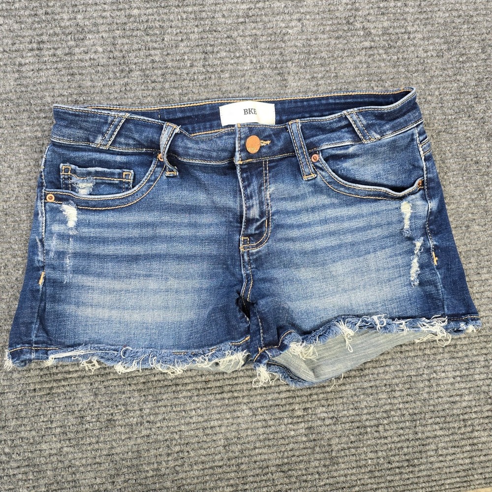 BKE Stella Shorts Womens 27 Blue Distressed Denim Cutoff Stretch
