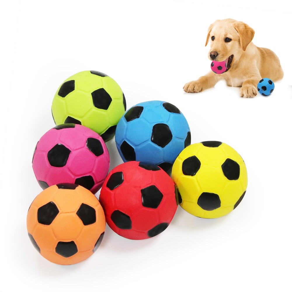 2'' Latex Squeaky Dog Soccer Ball Toys, Dog Football Ball for Puppy Small Med...
